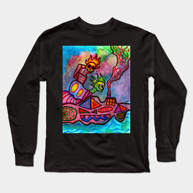 Demon Ship Long Sleeve T-Shirt by Willie Boland